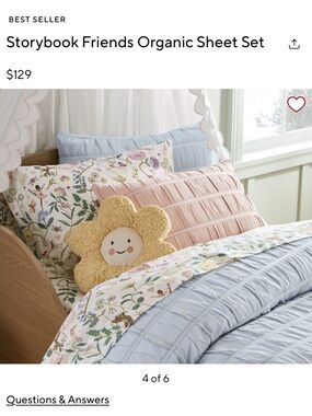 Pottery Barn Kids FULL Multi-Color Storybook Friends Organic Sheet Set
